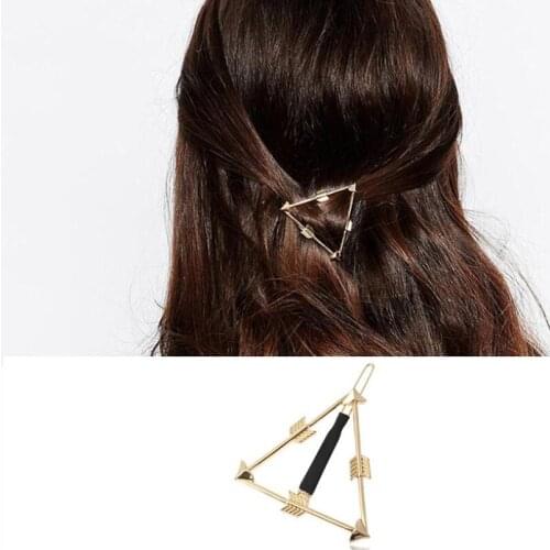 Shuangshuo Lady Elegant Hair Clips Geometry Triangle Arrow Hair Pins Hollow Out Triangle Hairgrips Hair Accessories Women bijoux