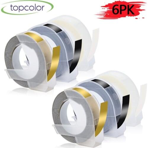 Topcolor 3D Embossing Label Tape 9mm Compatible Dymo Label Printer 3D Effect PVC Tape Labeller for Motex E-101 E-202 5500 E-404