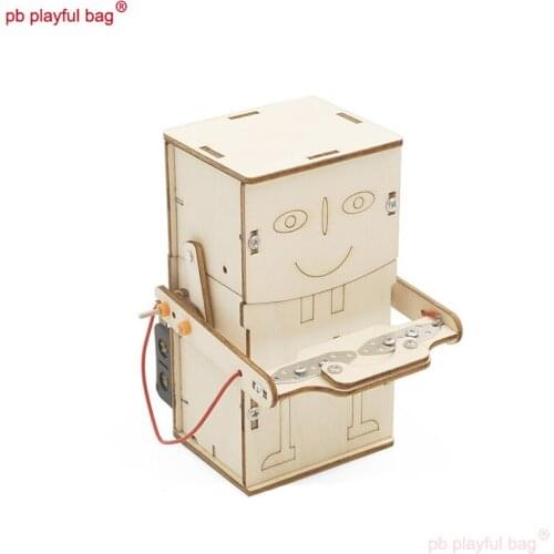PB Playful Bag STEM Wooden Model Assembly Building Block Kits DIY Coin Swallowing Robot Childrens Toys Creative gifts UG103