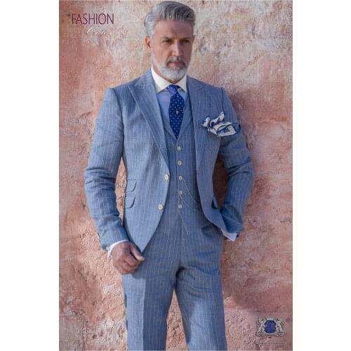 Classic slim Groomsmen Peak Lapel Groom Tuxedos Men Suits Wedding/Prom Best Man Blazer ( Jacket+Pants+Tie+Vest) A259