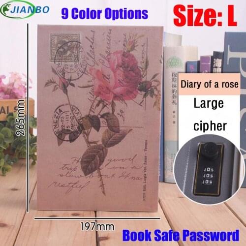 Size L 9/Color Combination Lock Hidden Password Safe Box Steel Simulation Book Home Office Money Jewelry Phone Safe Storage Box