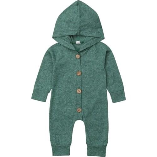 Pudcoco 0-24M Baby Kids Boys Girls Infant Hooded Solid Romper Jumpsuit Long Sleeve Clothes Children Spring Autumn Clothing