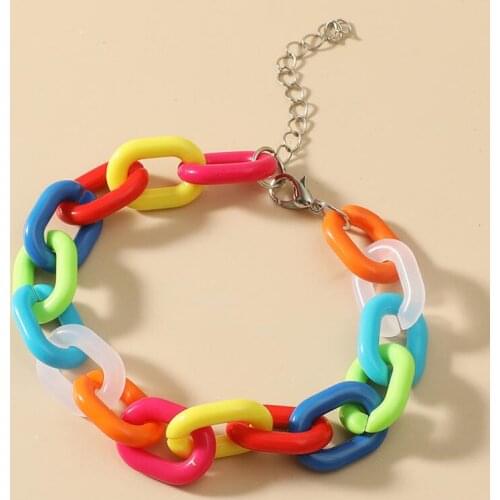 Ins Hot New Acrylic Pride Bracelet Lesbians Gays Bisexuals Rainbow Transparent Bracelets for Couples Women Best Friendship Gifts