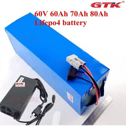 60V 60Ah 70Ah 80Ah Lifepo4 Power li LFP battery High capacity for scooter large motorcycle Electric Bike +73v 10A Charger