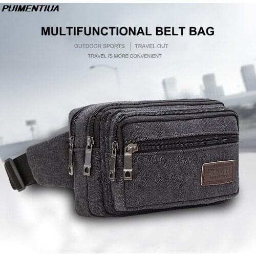 New Mens Waist Bag Durable Waist Packs Belt Messager Shoulder Bags Canvas Multifunction Traval Bag Outdoor Male Fanny Pack