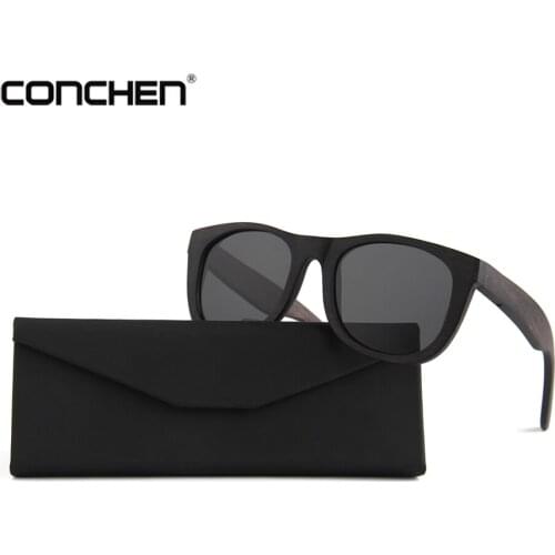 CONCHEN High Quality Polarized Natural Wooden Sungalsses Men Classic Vintage Handmade Bamboo Sun glasses Women