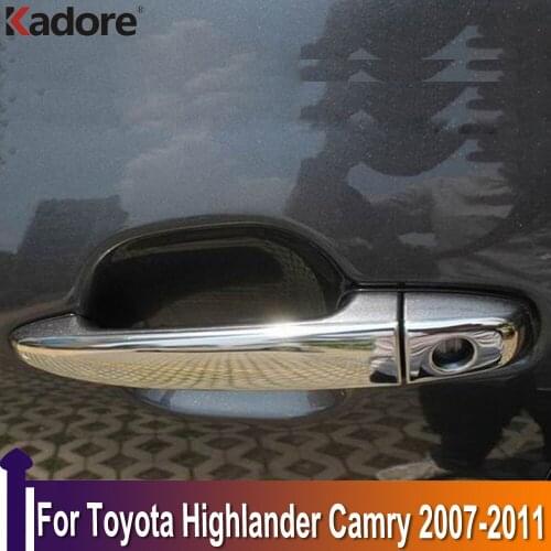 For Toyota Highlander Camry 2007-2009 2010 2011 ABS Chrome Door Handle Cover Trim External Side Door Handle Cap Accessories