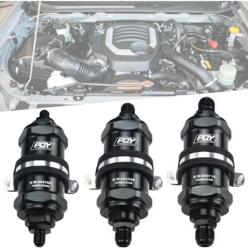 New 2019 Fuel Filter For VR RACING - PQY BLACK AN6 / AN8 / AN10 Inline Fuel Filter E85 With 100 Micron Stainless Steel Filter