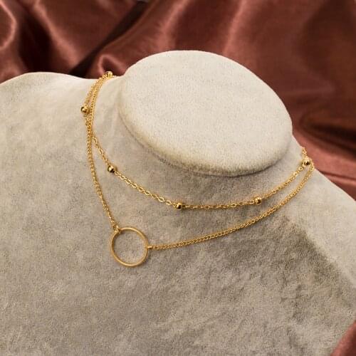 NEW Choker Necklace Women Two Layer Round Necklaces Gold Color Necklace Chocker Neck Fashion SET collier femme collar ras du cou