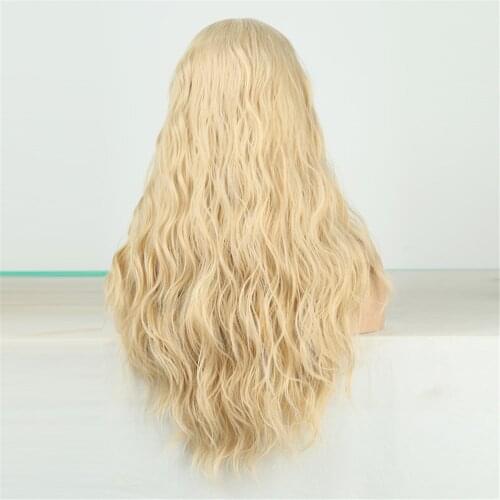 Glueless Wigs Water Wave Brown Synthetic Wig Middle Part Wig for Women Heat Resistant Fiber Hair Wig