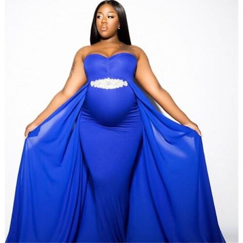 New Maternity Maxi Dresses Women Pregnants Sexy Photography Props Sleeveless Maternity Solid Chiffon Cloak Maternity Gown