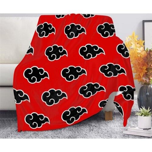 Anime Black Cloud Pattern Throw Blankets Fashion Akatsuki Logo Fleece Blankets for Children Bedding Bedspreads Family Sofa Quilt