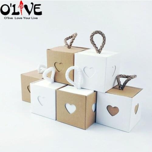 50 Pcs Kraft Gift Box Kit White Wedding Candy Package Baby Shower Birthday Party Favors Bonbonniere Paper Box Cardboard Dragees