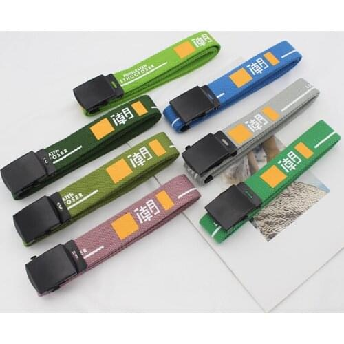 New Harajuku Fashion Printed Canvas Belts For Women Men Metal Smooth Buckle Waist Strap Jeans Dress Trouser Waistband