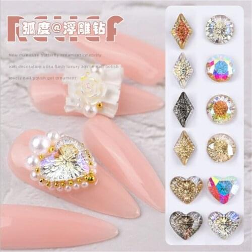 Heart/Circle/Rhombus Nail Art Ice Emboss Rhinestones With Radian Hot Sale Princess Irregular Artificial Diamond Nail Decors C127