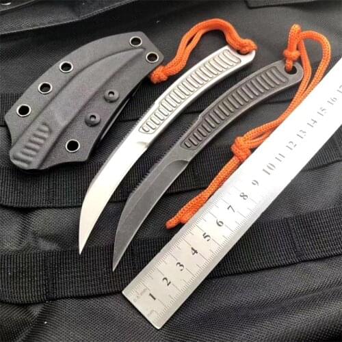 Trskt-Camping Survival Tactical Knife Karambit 9cr18mov Blade K Sheath with Butterfly Outdoor Tools