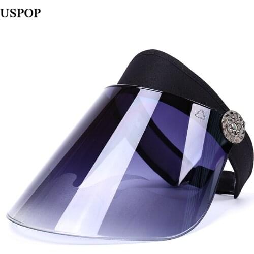 USPOP women anti-uv lens hat female full face covered hat wide brim sun hat casual summer plastic visor cap