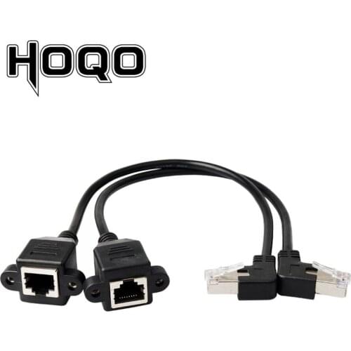 Left right angle 90 degree Rj45 screw Panel mount ethernet Extension Cable LAN Male to Female UTP Cat5e internet Cord Screw hole