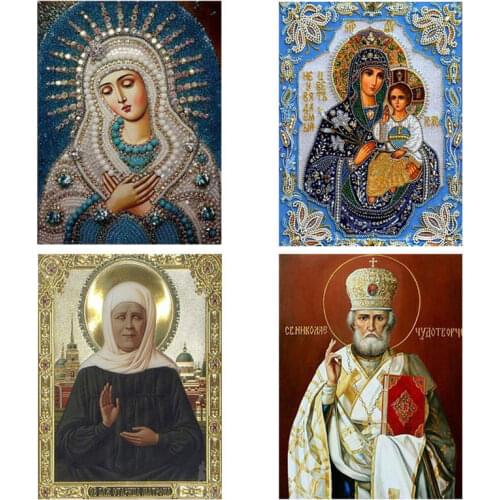 Cross Stitch DIY Diamond Painting Religious of the Virgin Mosaic Diamond Embroidery Painting Round Rhinestone Needlework Kit