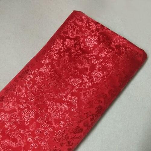 72cm / 140cm 2 Widths Selection Royal Chinese Red Dragon Jacquard Apparel Dress Costume Animal patchwork fabric Upholstery Furni