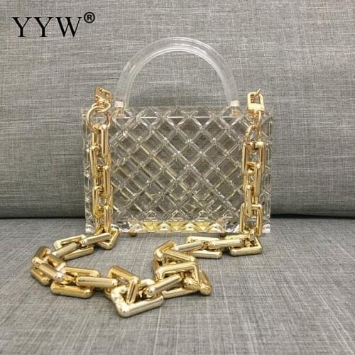New Acrylic Transparent Women Clutch Bag Chain Luxury Brand Women Messenger Bag Evening Bag Handbag Chain Shoulder Bag