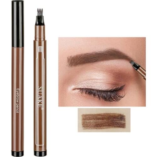 4 Fork Tattoo Microblading Eyebrow Pen Waterproof Not Fading Easy to Color Draw Natural Wild Long-lasting Brows Makeup TSLM2