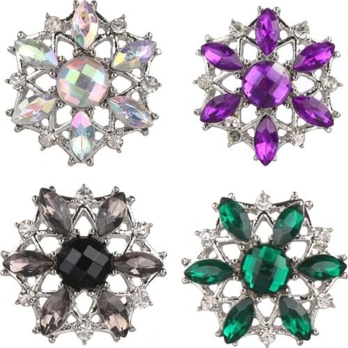 5pcs/lot DIY Snap Jewelry Crystal Metal Flower 18mm Snap Buttons Fit 18mm Silver color Metal Snap Button Bracelet Jewelry