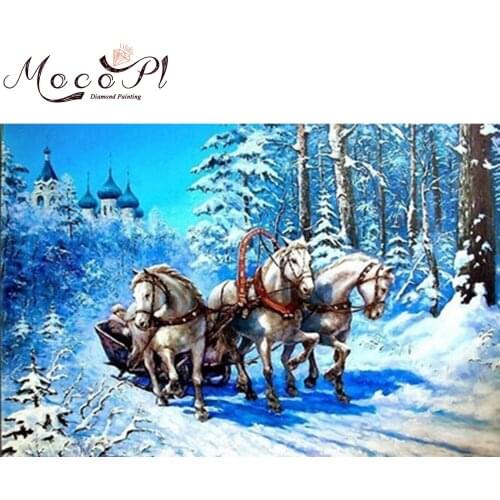 Horse Diamond Painting Animal Full Drills 5D Diamond Embroidery Mosaic of Rhinestone DIY Christmas Gift Home Decor Wall Stitcker