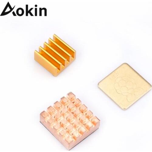 Aokin Raspberry Pi 3 Model B Heatsink 1 Aluminum + 2 Copper with Logo Cooling Pad disipador Heatsink for Raspberry Pi 3 B+/3