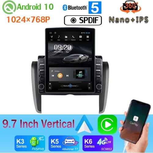 9.7" Vertical Tesla Android 10 Car Media 360 Panoramic Camera Radio GPS PX6 4+64G For Toyota Allion 2007-2018 One din Head Unit