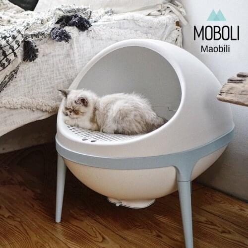 Large Semi-closed Cat Litter Box Anti-splashing Cat Potty Cat Supplies Humanized Design Innovative Cleaning Mode No Shit Pets
