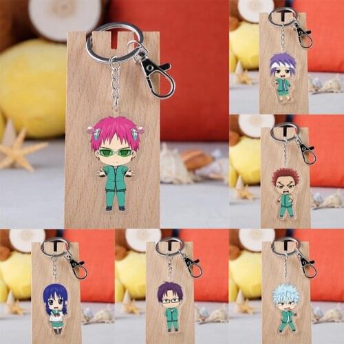Anime The Disastrous Life of Saiki Kusuo Key Chain Pendant Acrylic Keychain Cartoon Figure Keyring