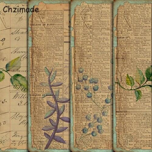 Chzimade 4Pcs Vintage Junk Journal Leaves Paper Sticker For Scrapbooking Album Diary Diy Happy Planner Home Decoration