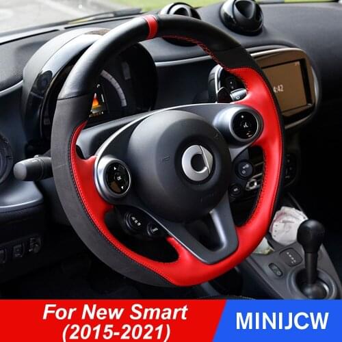 Car Steering Wheel Leather Cover Protector Interior Decoration For Smart 453 fortwo forfour Car Accessories