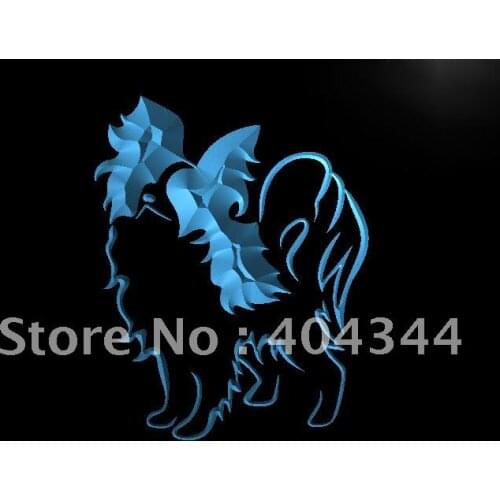 LK631- Papillon Dog Pet Bar Beer LED Neon Light Sign home decor crafts