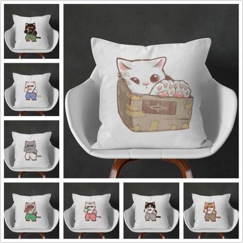 Cat Box Watermelon Phone Cartoon Pattern Soft Short Plush Cushion Cover Pillowcase Home Sofa Car Decoration Pillowcase 45X45 Cm