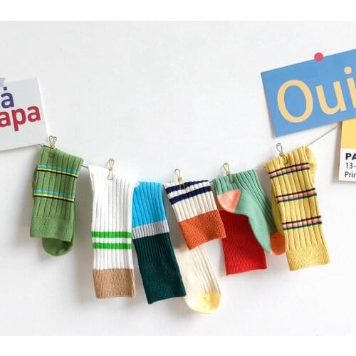 Soft Cotton Boys Girls Socks Cute Kids Leg Long Socks for Baby 1-10Year Candy Color Stripe