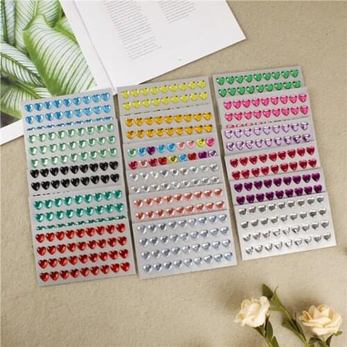 Flat Heart Diamond Sticker 3D Diamond Jewels Nail Stickers Self Adhesive Face Rhinestone Sticker Fashion DIY Scrapbooking Craft
