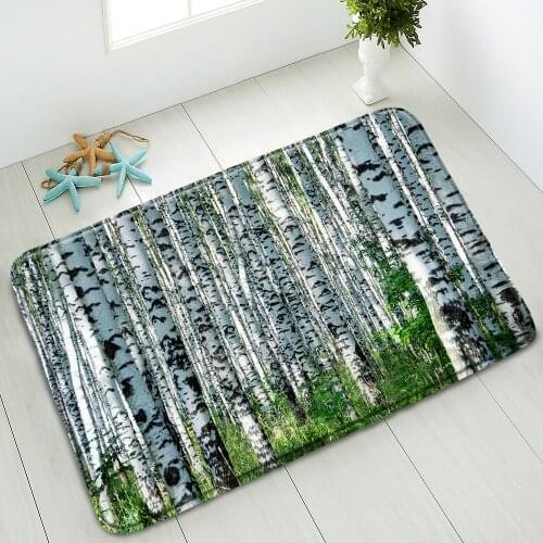 Forest Non-Slip Bath Mat Natural Scenery Tree Plant Bedroom Kitchen Doormat Indoor Floor Mat Absorbent Carpet Washable Foot Pad