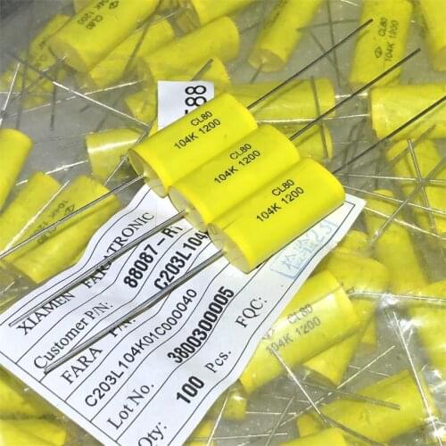 New 10PCS/LOT CL80 104k 1200V 0.1UF 100NF MPEThe axial capacity 26.5*12*7 Audio capacitor