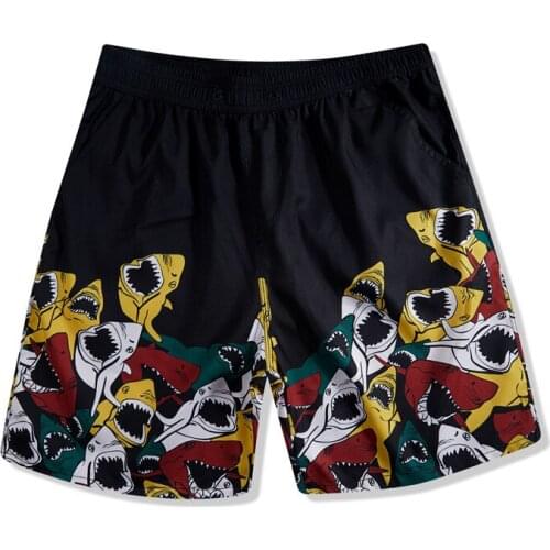 New Mens Beach Men Swimwear Beachwear Summer Beach Pants Shark Fast Dry Beach Pants Seaside Holiday Hot Plus Size
