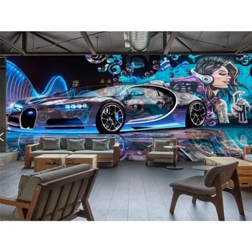 Wallpaper for walls 3 d Street graffiti Custom TV sports car decoration room background wall paper papel de parede