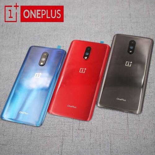 Original Glass For OnePlus 7 Back Battery Cover Oneplus 1+ P7819 Door Rear Glass Housing Case + Camera Lens Repair Parts & Logo