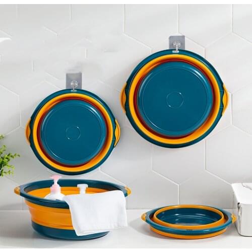 Pop Pop Plastic Folding Basins Portable Wash Bucket Folding Laundry Tub Bathroom Kitchen Accessories Travel Portable Wash Basin