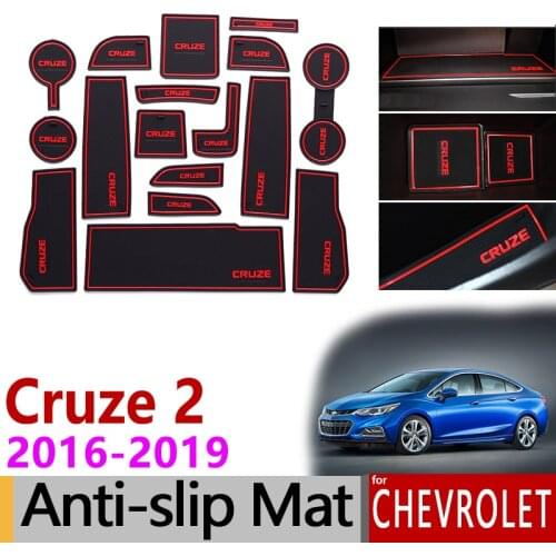 Anti-Slip Rubber Gate Slot Mats Cup Mat for Chevrolet Cruze 2 2016 2017 2018 2019 mk2 Chevy Sedan Hatch 17p Accessories Stickers