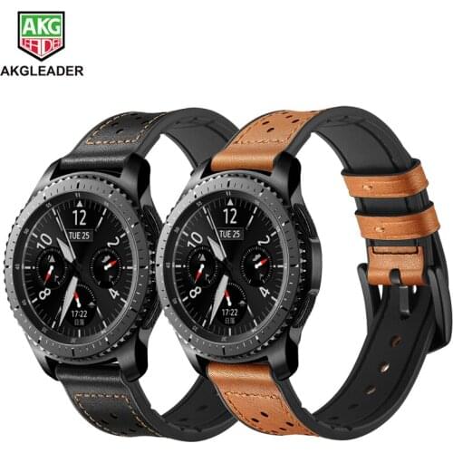 Watch Band For 22mm Samsung Gear S3 Pot Real Leather With Rubber Watch Strap For Huawei Watch 2pro Wrist Belt For Huami Amazfit