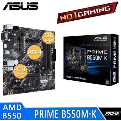 Socket AM4 Asus PRIME B550M-K Motherboard DDR4 128GB PCI-E 4.0 AMD Ryzen M.2 SSD CrossFireX Overlocking B550 Placa-Mãe AM4 New