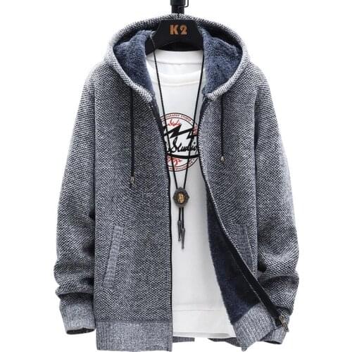Sweater Cardigan Mens Autumn Hooded Zipper Fleece Coats Man Fashion Casual Solid Jumpers Fleece Jackets Slim Fit