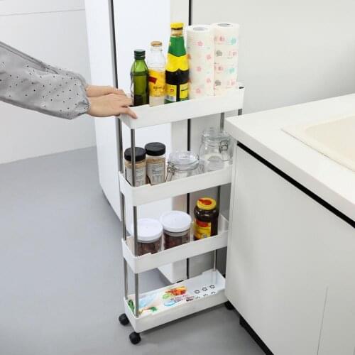 3/4Tier Storage Trolley Cart Movable Rack With 4 Wheels Multi-purpose Storage Rolling Cart Kitchen Tableware Bathroom Storage