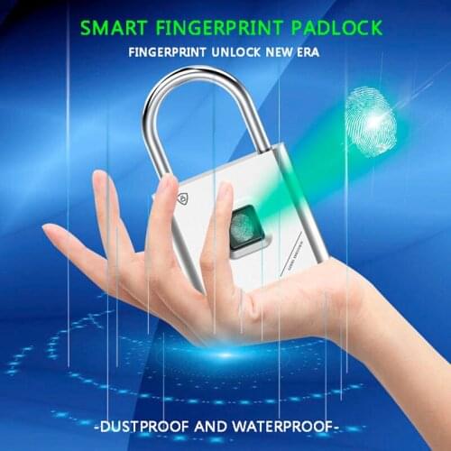Keyless USB Rechargeable Door Lock Fingerprint Smart Padlock Quick Unlock Alloy Metal Self Developing Chip Fingerprint Smart
